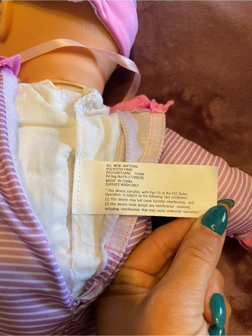 Interactive Plush Baby Doll in Pink and Lavender Outfit - Kids Toys -